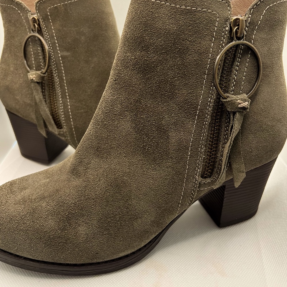 Green Suede Skechers Booties